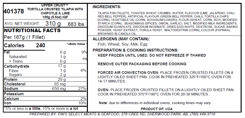 Tortilla Crusted Tilapia, 5-6oz, FZ